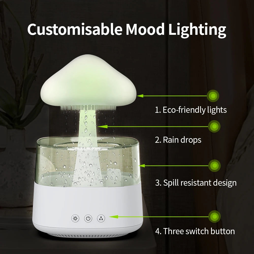 Relax Cloud Rain Diffuser Humidifier Raindrop Aromatherapy Machine Ultrasonic Atomization Humidification Colorful Lamp