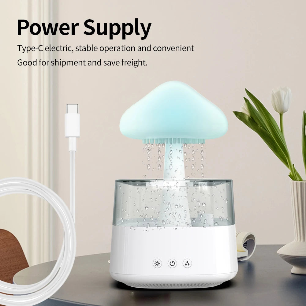 Relax Cloud Rain Diffuser Humidifier Raindrop Aromatherapy Machine Ultrasonic Atomization Humidification Colorful Lamp