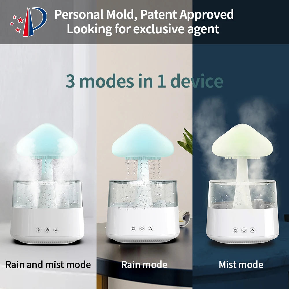 Relax Cloud Rain Diffuser Humidifier Raindrop Aromatherapy Machine Ultrasonic Atomization Humidification Colorful Lamp