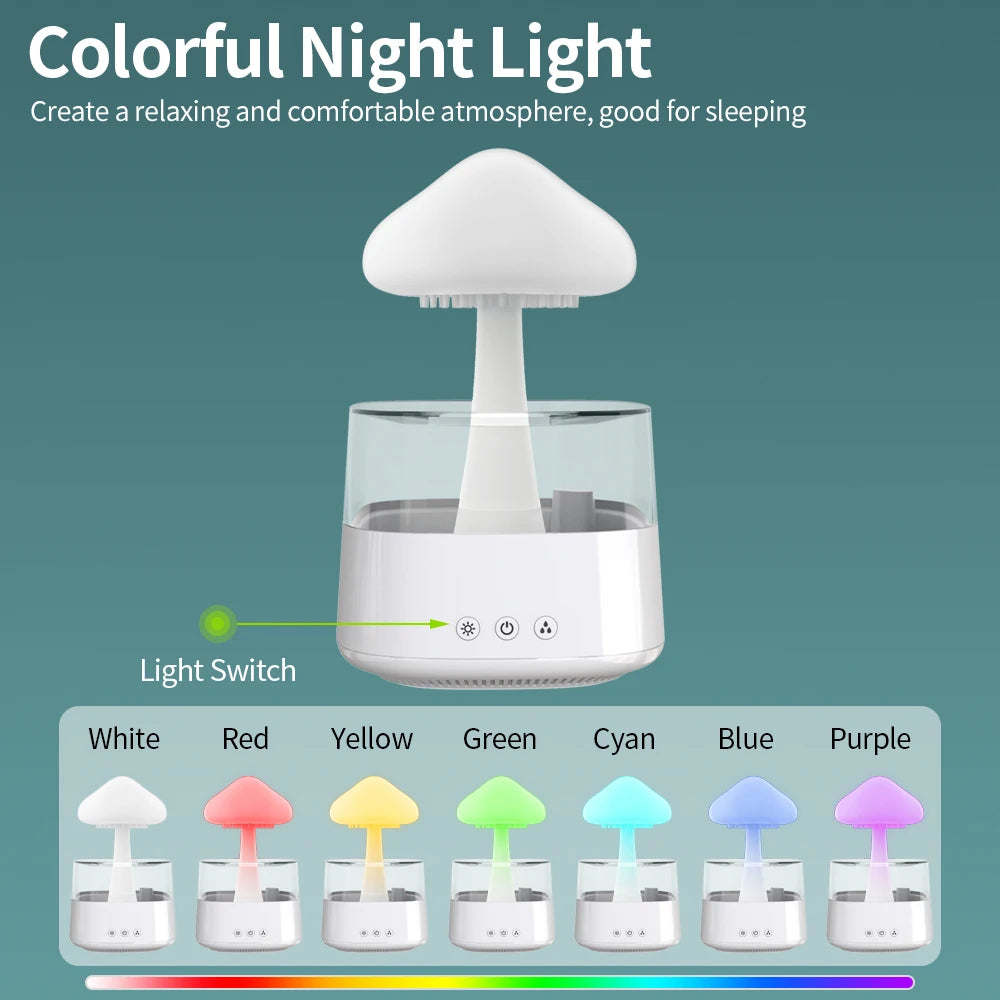 Relax Cloud Rain Diffuser Humidifier Raindrop Aromatherapy Machine Ultrasonic Atomization Humidification Colorful Lamp